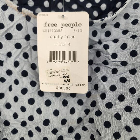 Free People Polka-Dot Puff-Sleeve Crop Top Women’s Medium NWT - Picture 5 of 10